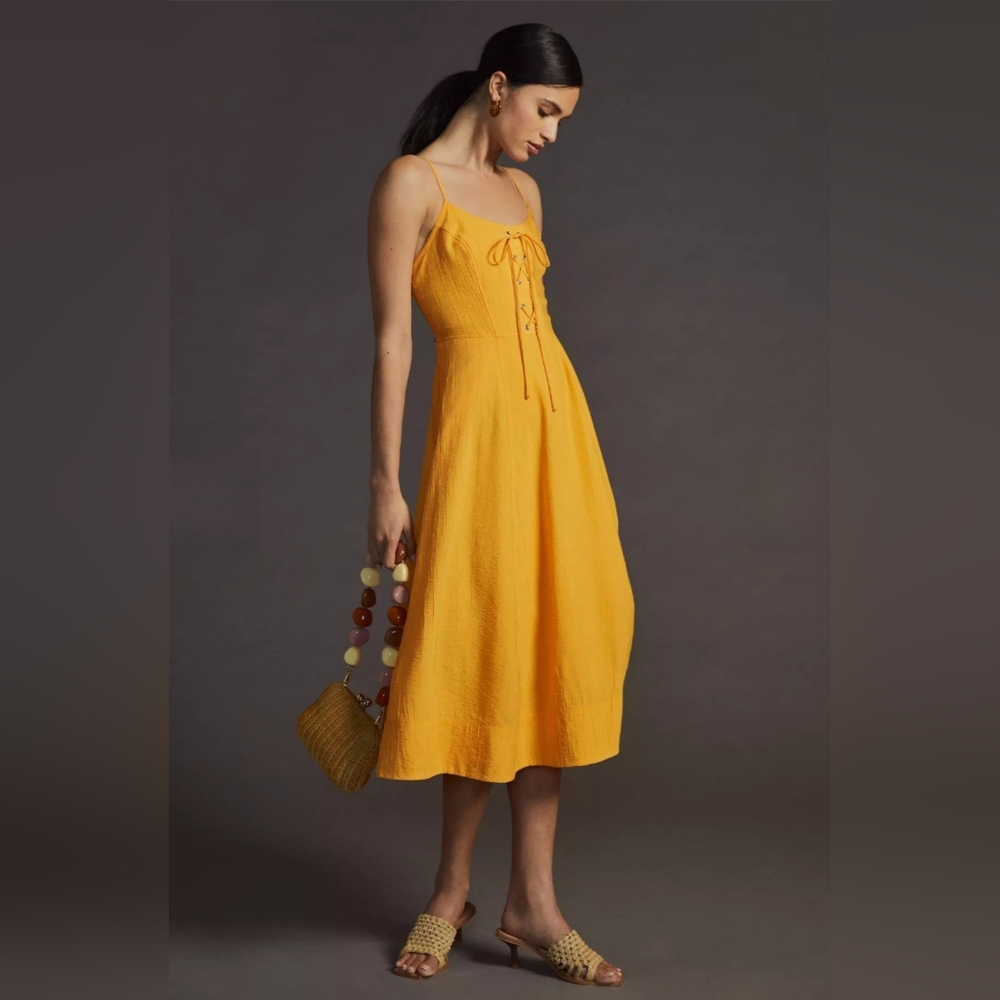 Anthropologie Lace-up Midi Dress